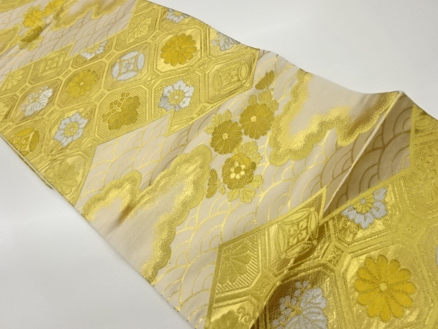 蜀江に花・七宝模様織出し袋帯